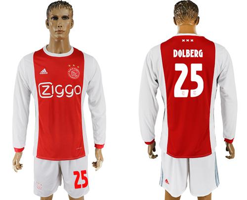 Ajax #25 Dolberg Home Long Sleeves Soccer Club Jersey